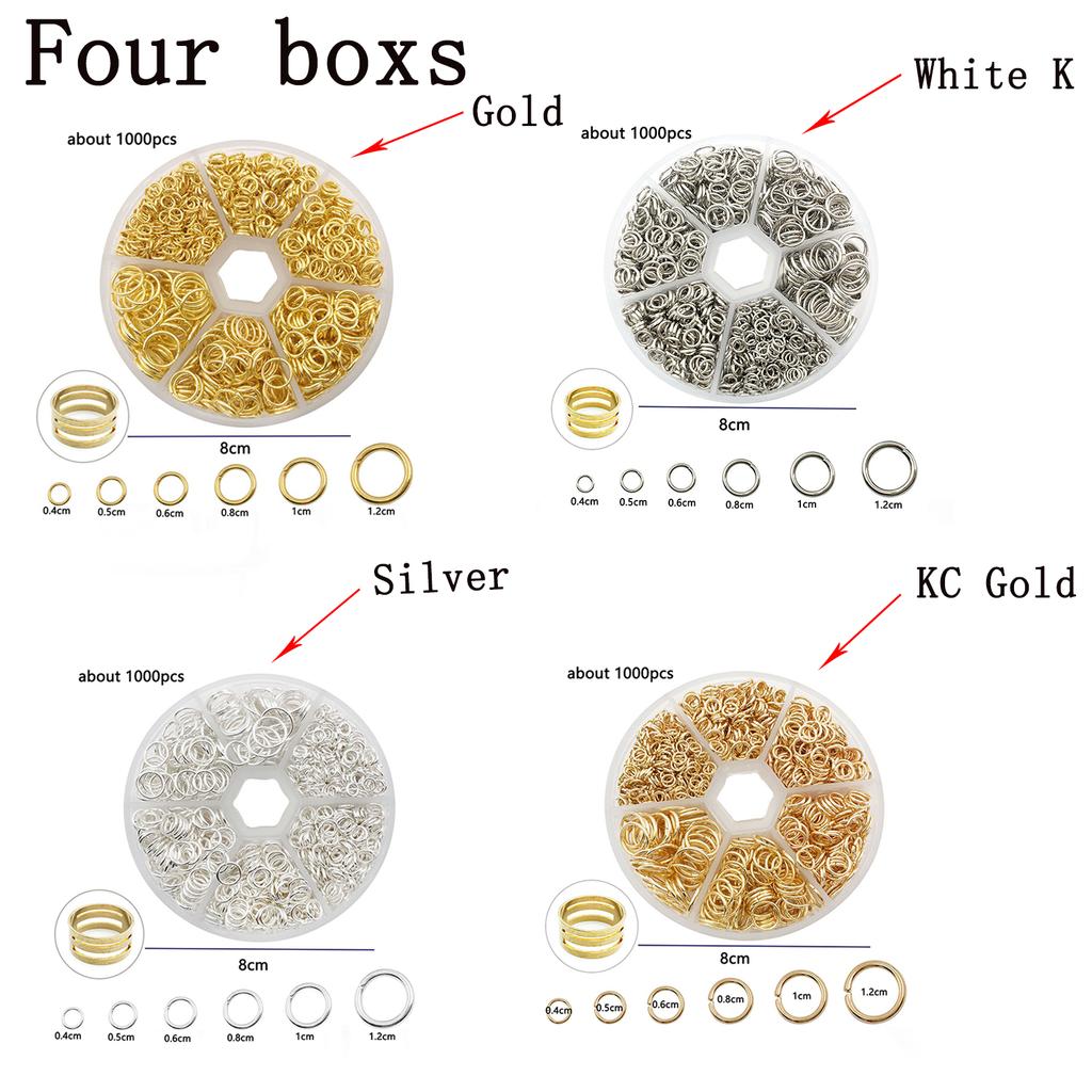 About 1000Pcs 6 Different Sizes Open Jump Rings,4mm 5mm 6mm 8mm 10mm 12mm with 1Pc Jump Ring Open/Close Tool for DIY Crafts Gift