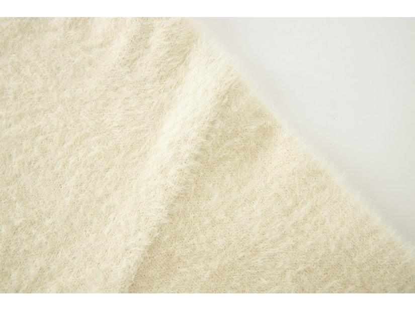 Men's Faux Mink Fur Knit Sweater, Retro-Style, Solid Color, Round Neck, Spring Fashion.