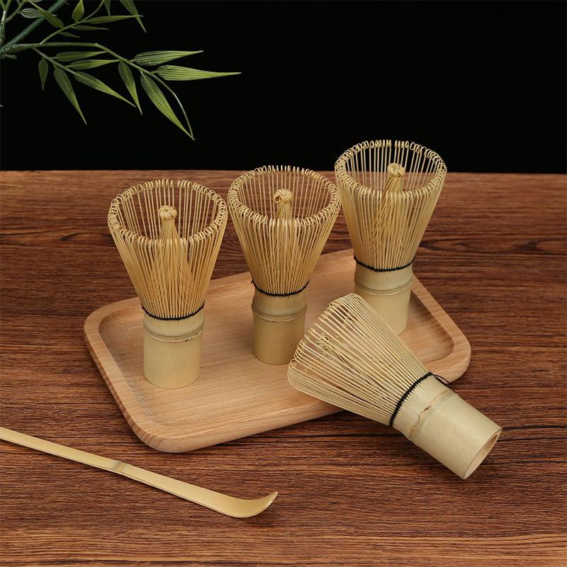 Japanese Bamboo Matcha Whisk Spoon Set Traditional Handmade Chasen Chashaku Kit Reusable Green Tea Frothing Brush for Matcha Tea