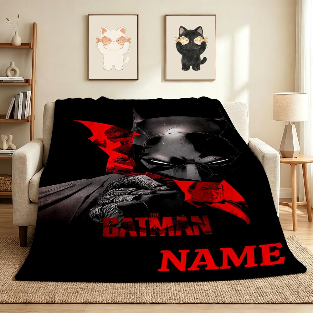 Custom Name Batman Mask Flannel Blanket Throw Blanket Soft Warm Sofa Bed home Decor Unique Gift