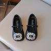 New Style French Charm Square Toe Ballet Flats Girls' Rhinestone One-Toneip-On Shoes with Skirts Soft Sole Single Shoes