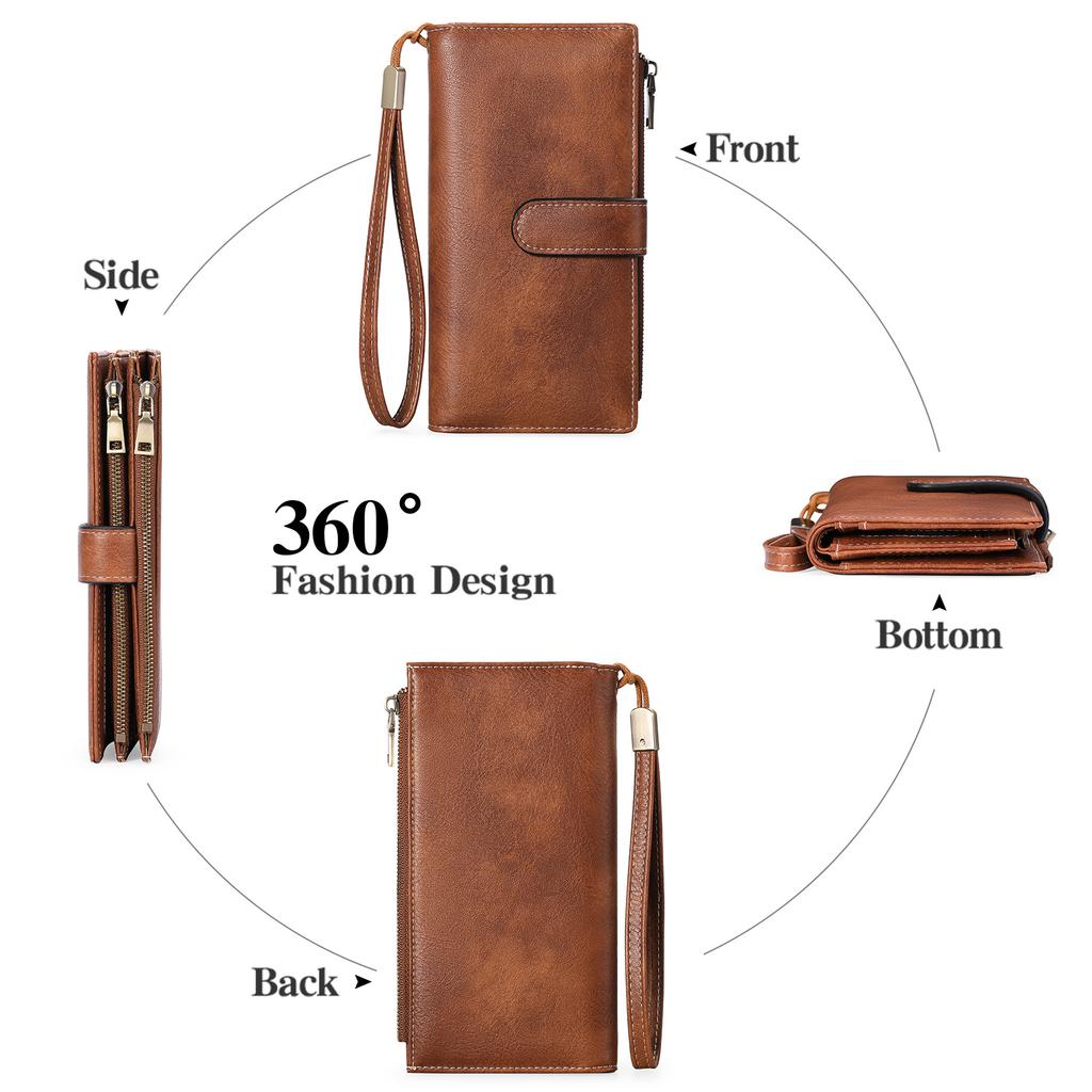 New women's long wallet retro three-fold mobile phone bag