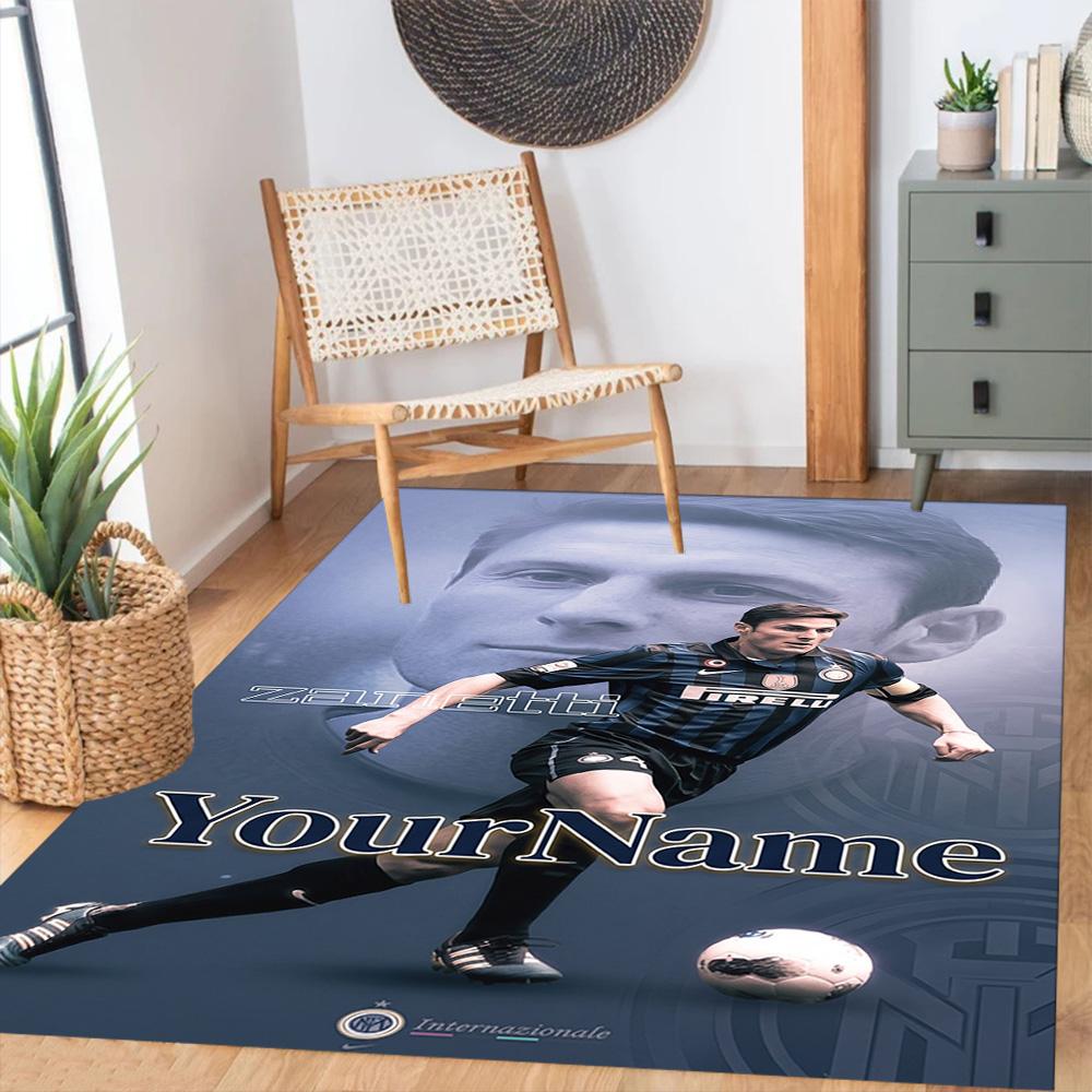 Inter Milan Personalized Text Area Rug Suitable for Playrooms Kitchen Balcony Foyer Antislip Carpet Decorate Offices Best for Christmas
