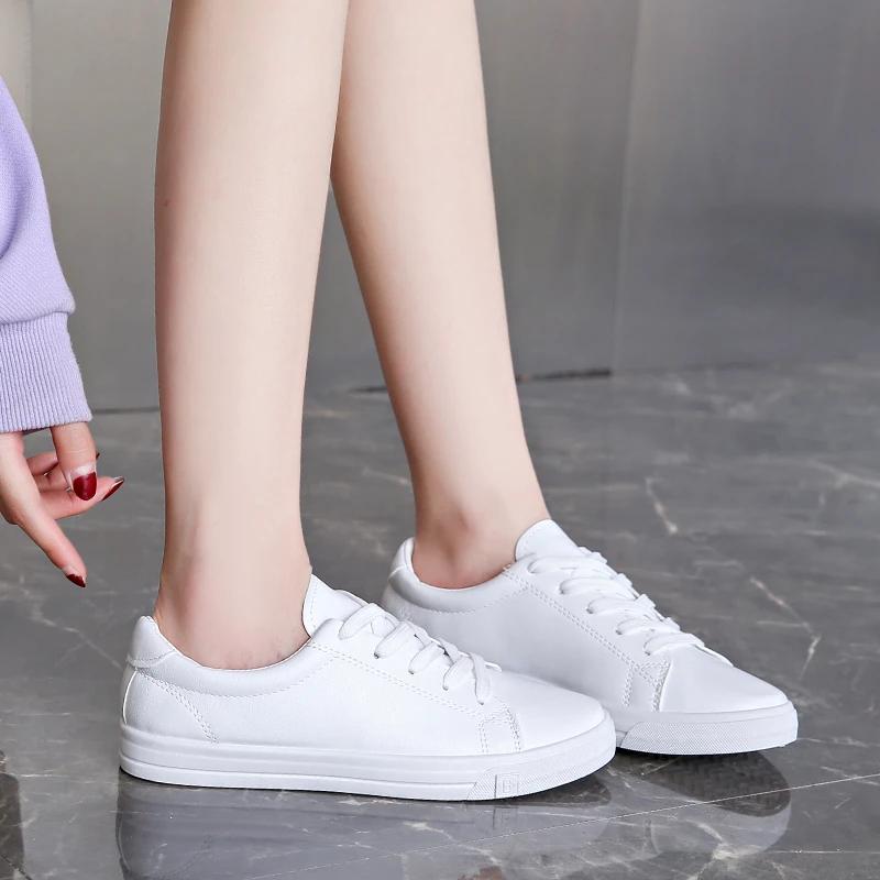 Pantofi Femei Respirabili Studenti Pantofi Sport Ocazional Fata Piele Plata Pu Pantofi Albi Femeie Pantofi Vulcaniza