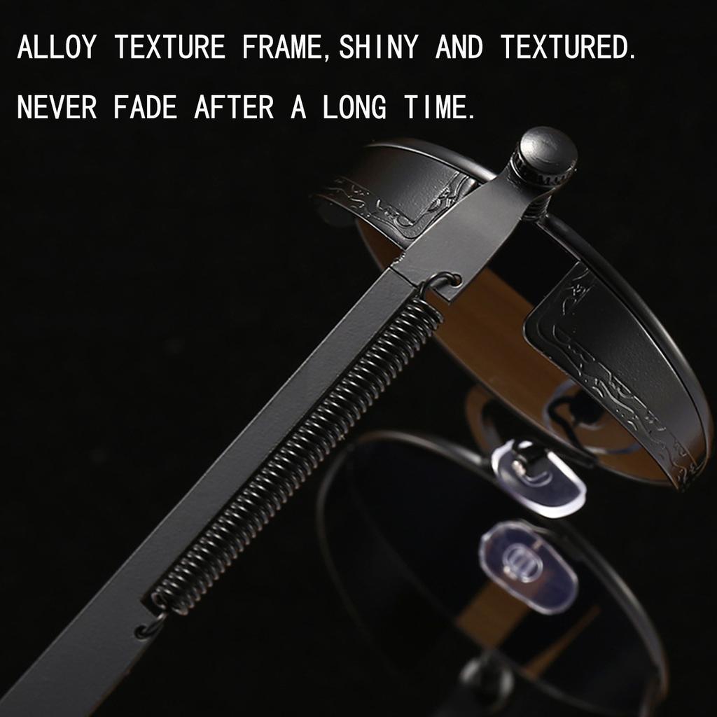 Retro Punk Sunglasses Round Reflective Glasses for Men Women Vintage Style UV Protection
