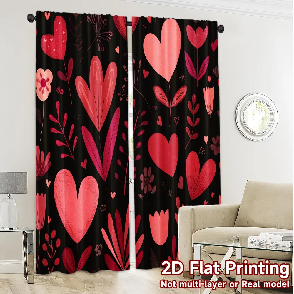 2D Flat Printing  JIT 2pcs   Curtains (Without Rod) HeartGarden Drapes Modern Light Filtering Curtains Fabric Curtains Decorations