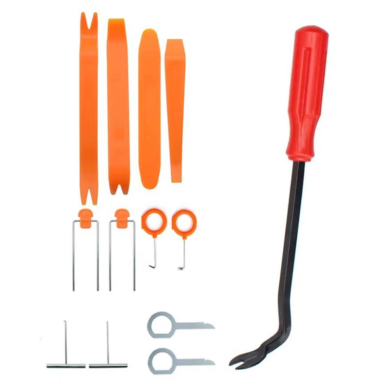 12pcs/set Car Radio Remover Removal Puller Pry Tool Car Door Panel Trim Upholstery Retaining Clip Plier Hand Audio Tool Set