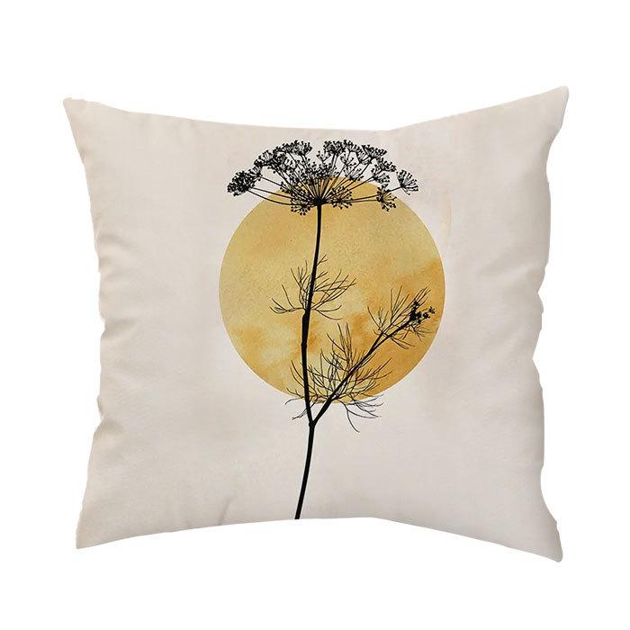 Simple Sunset Branch Landscape Pillow Short Plush Printed Pillow Case Sofa Backrest Decorative Backrest Cover