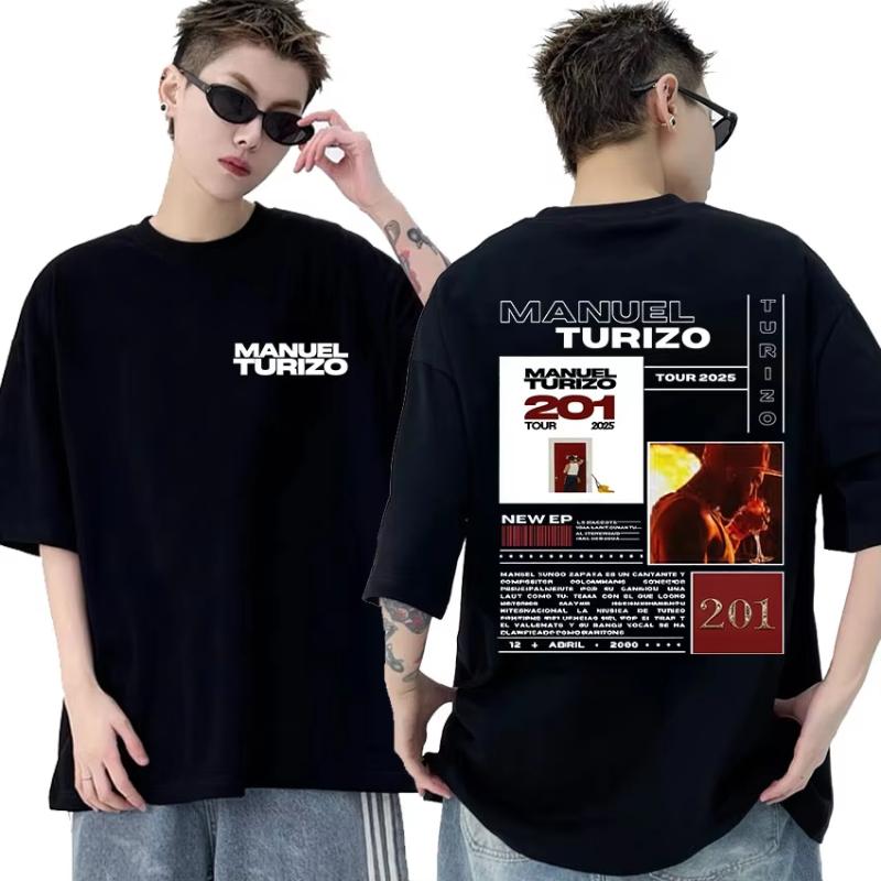 Rapper Unisexuel Turizo 201 Tour 2025 Graphic T Shirts Unisexs Hip Hop Fashion Short Sleeve Tshirt Unisex Pure Cotton Tshirt Streetwear