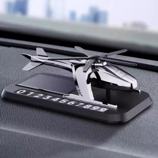 Solarenergie rotierende Aromatherapie Auto Lufterfrischer mit Telefonnummer Hubschrauber Form ätherisches