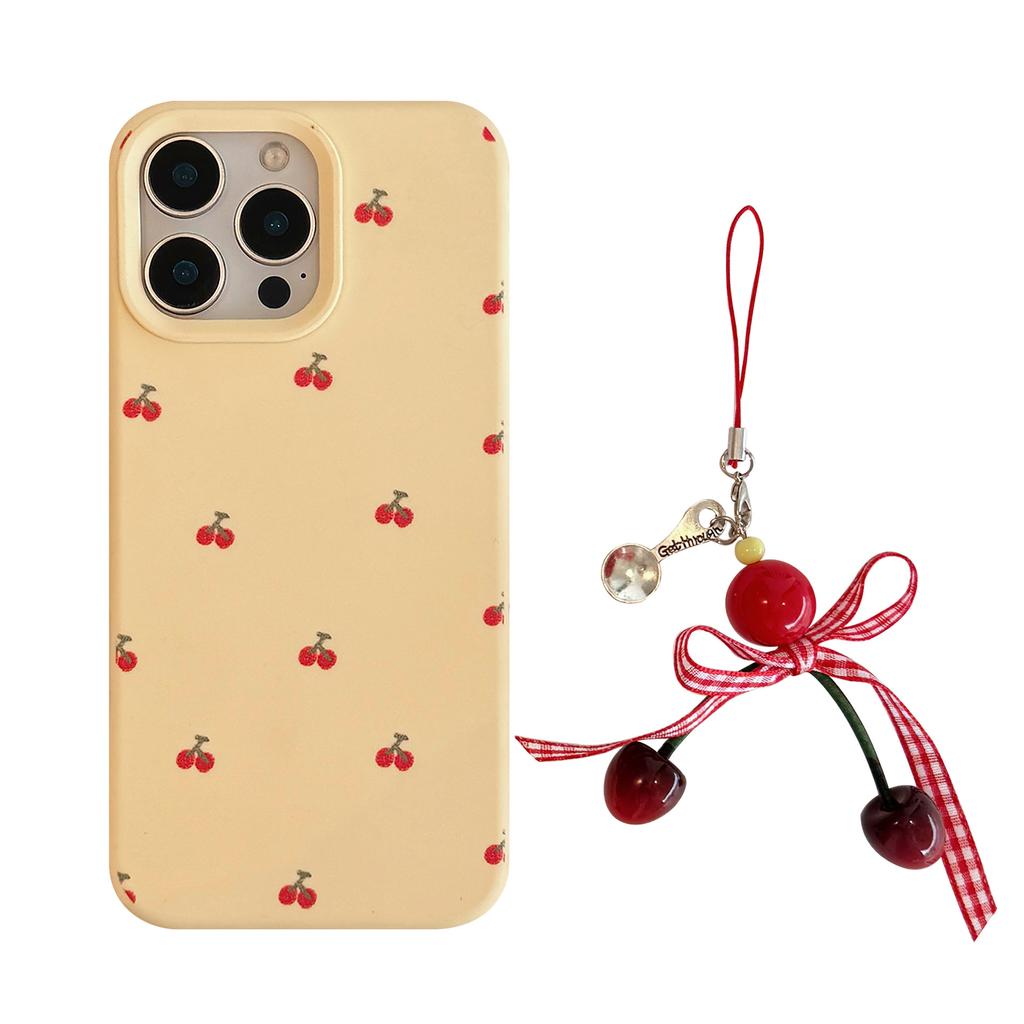 Small Cherry Pendant Suitable for Apple 17 Mobile Phone Case 15pro Max Girl Cute Iphone14 All Inclusive 13