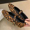Eilyken Leopard Print Buckle Strap Women Flat Shoes Spring Summer Round Toe Ladies Casual Party Dress Sandals