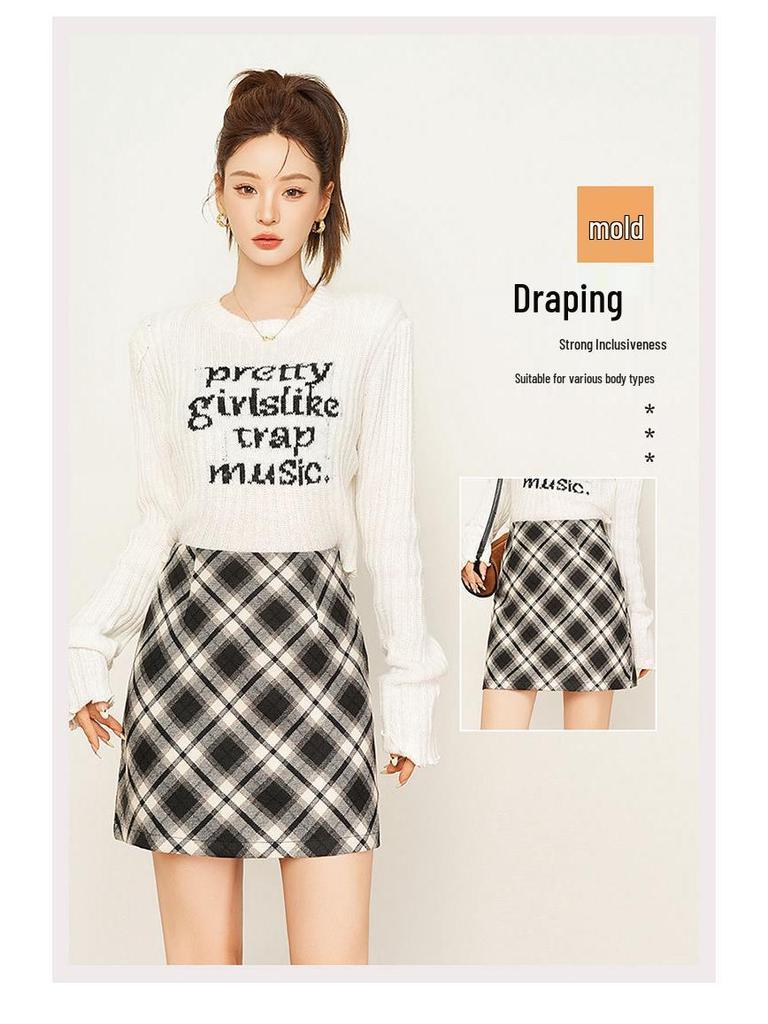 2025 Cozy Wool A-line Skirt: Thick, Warm, Drapey, Comfortable with Slit & Hip-hugging Fit for Autumn/Winter