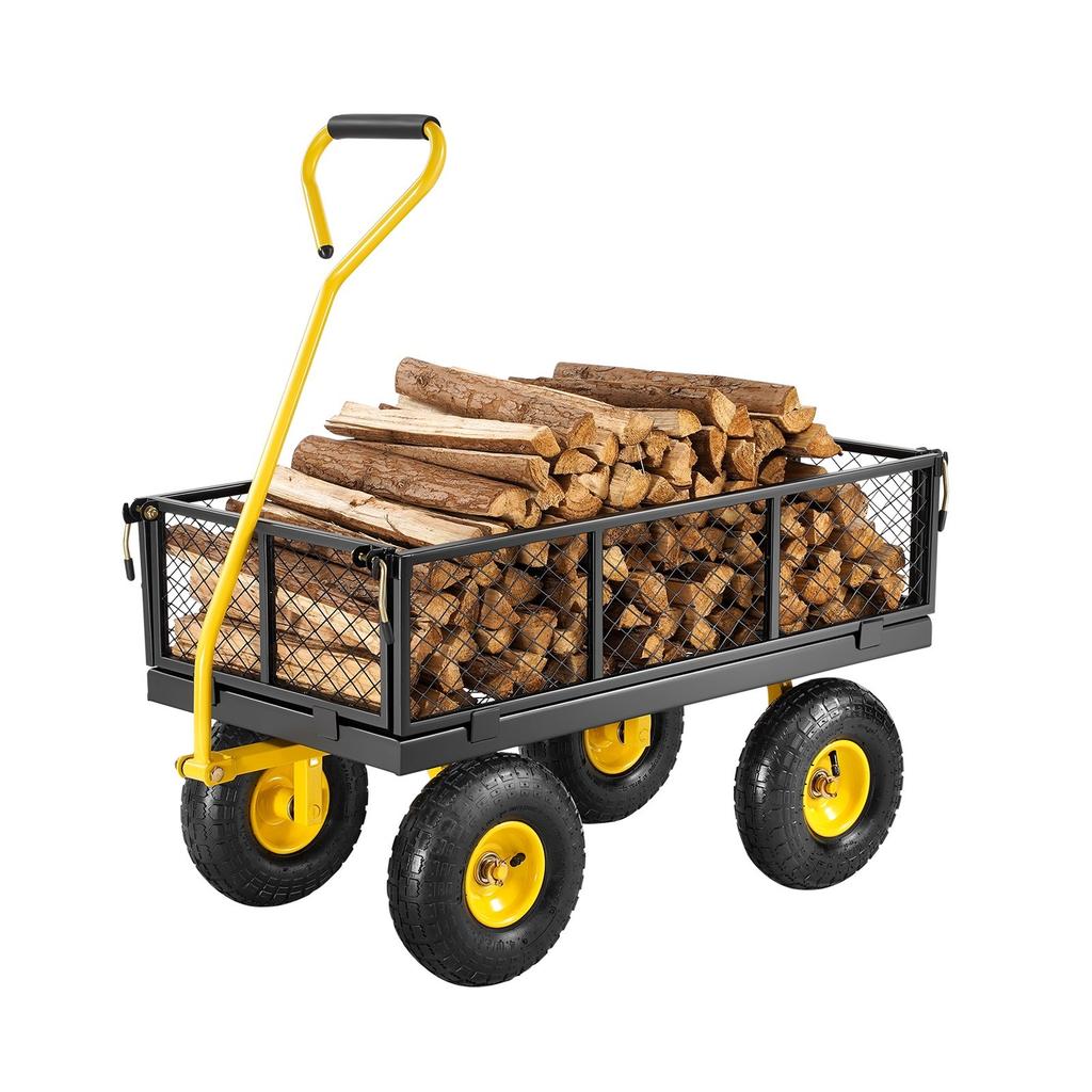 Steel Garden Cart 500lb Capacity Heavy Duty Yard Wagon Cart 10in Tires