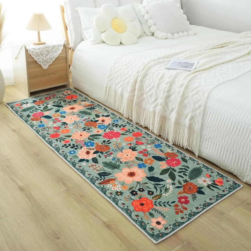 Machine Washable Corridor Carpet for Living Room, Bedroom, Bedside Rug, Soft Floor Mat, Non-Slip Home Decoration, Vintage Carpet