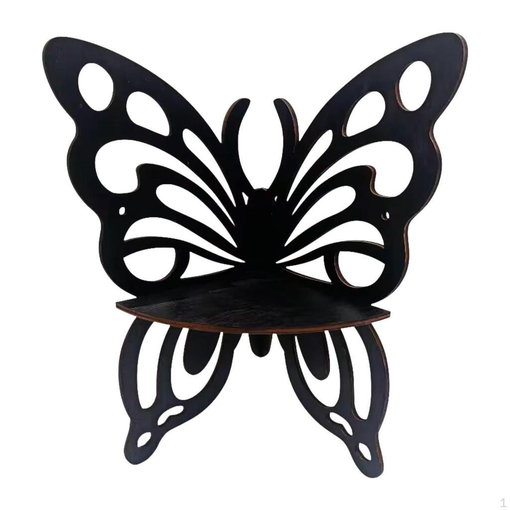 Butterfly Shape Corner Shelf Display Decor Wood Wall Storage Rack for Dorm Living Room
