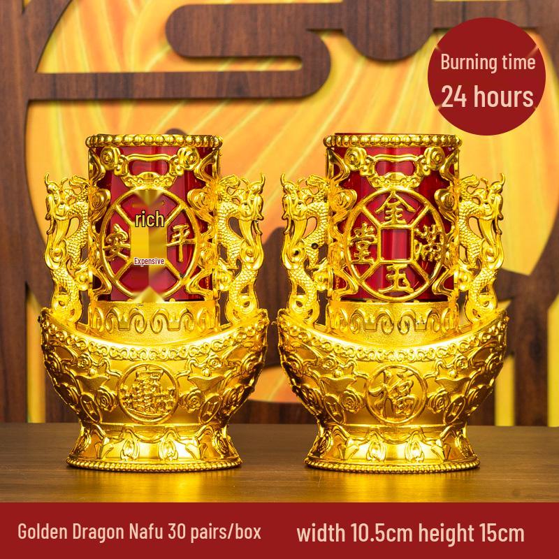 Smokeless Crystal Candle for Buddha Offerings, Housewarming, or New Year Celebrations - Windproof Red Butter Lamp