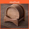 Coasters Wood Coffee Tea Walnut With Wooden Stand Round Wooden Cup Coaster Set For Home Table
