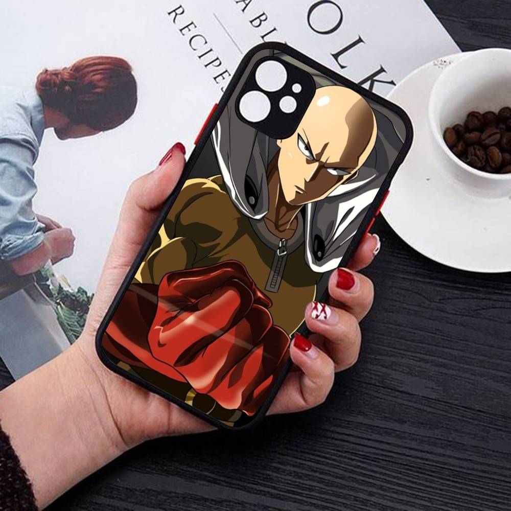 One P-Punch Man Saitama Phone Case For IPhone 14 11 12 13 Mini Pro Max 8 7 Plus X XR XS MAX Translucent Matte Cover