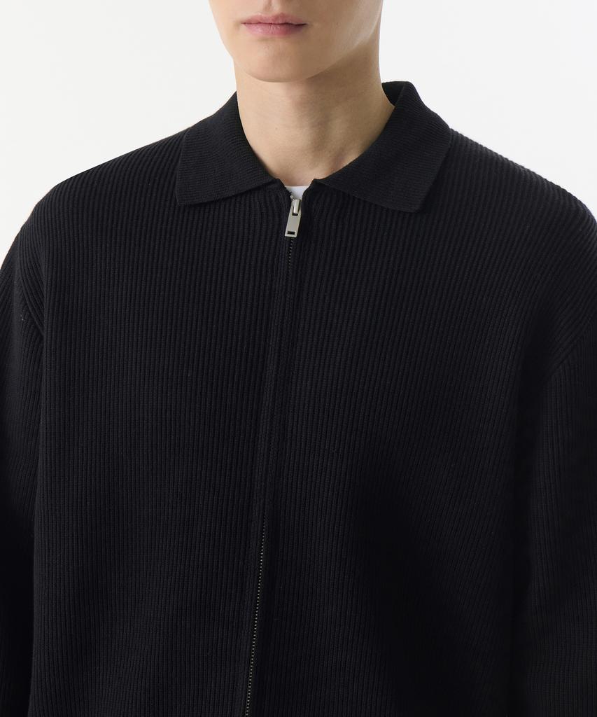 Musinsa Standard Cotton Collared Knit Zip-Up [Black]