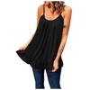 Women's Casual Loose  Spaghetti Straps Pleated Ruffled Sleeveless Tank Top