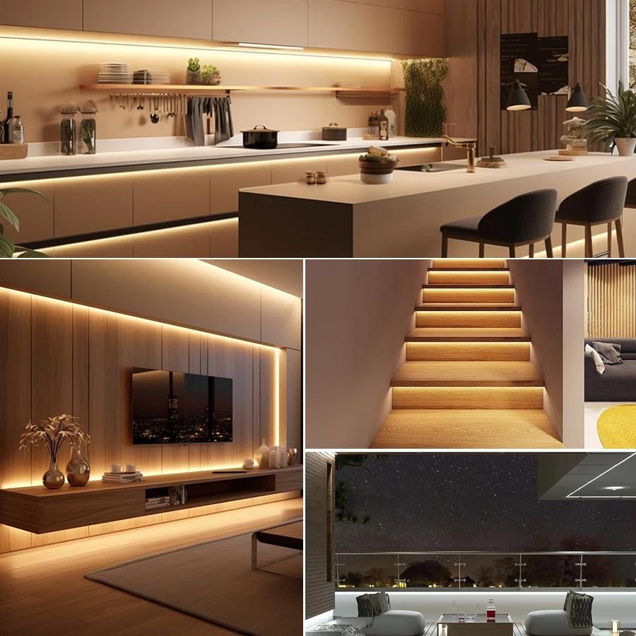 DC 5V COB USB LED Cabinet Light Touch Dimmable TV Backlight Tape LED Strip Lights for Wardrobe Stairs Kitchen Bedroom Decoration