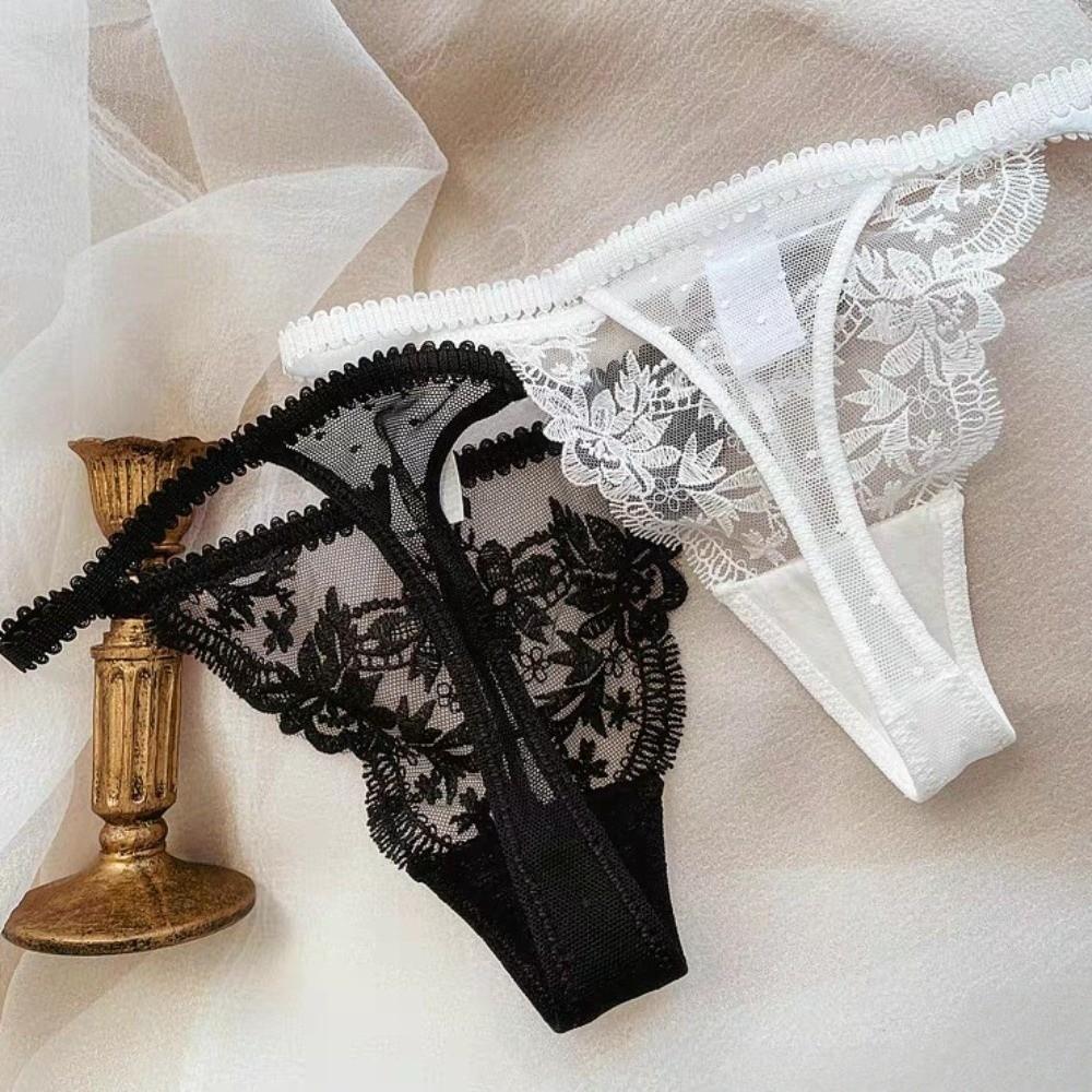 Embroidery Sheer Mesh Lace Thong Lace Romantic T Panties Fashion Lace Flower Briefs Women Home