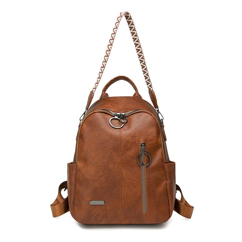 Retro PU Backpack Women's Large Capacity Multi-use Shoulder Bag