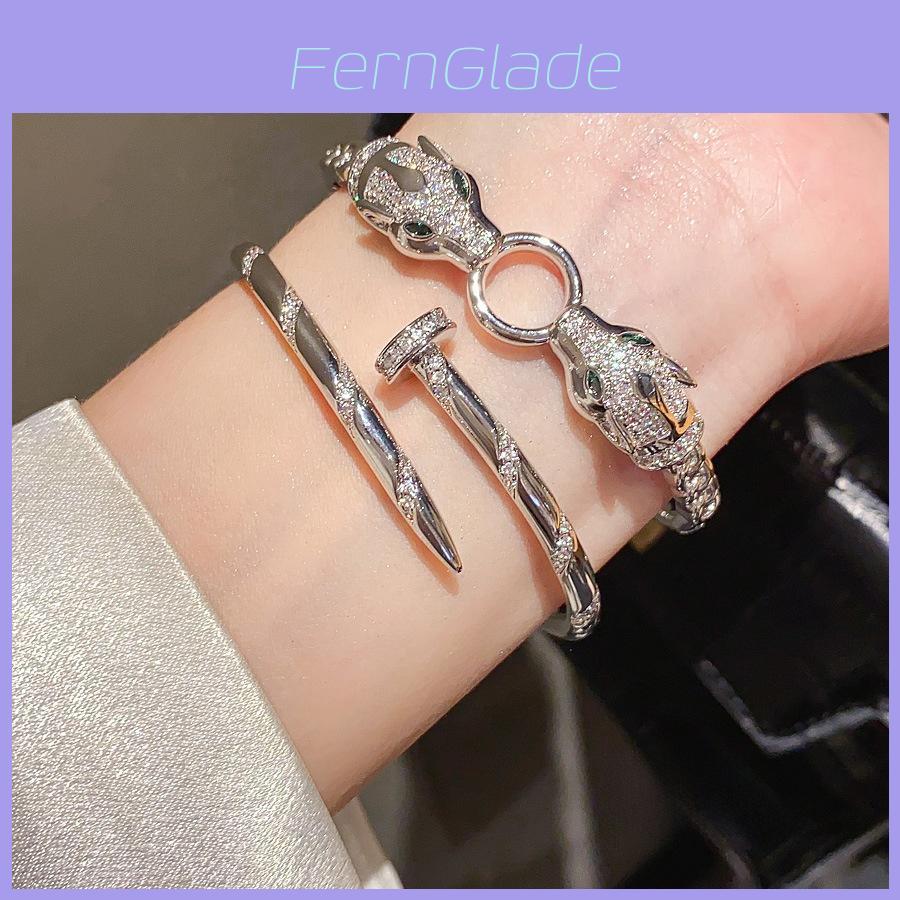 Wolf 18k Gold Plated Zircon Ring Bracelet For Fashion Women