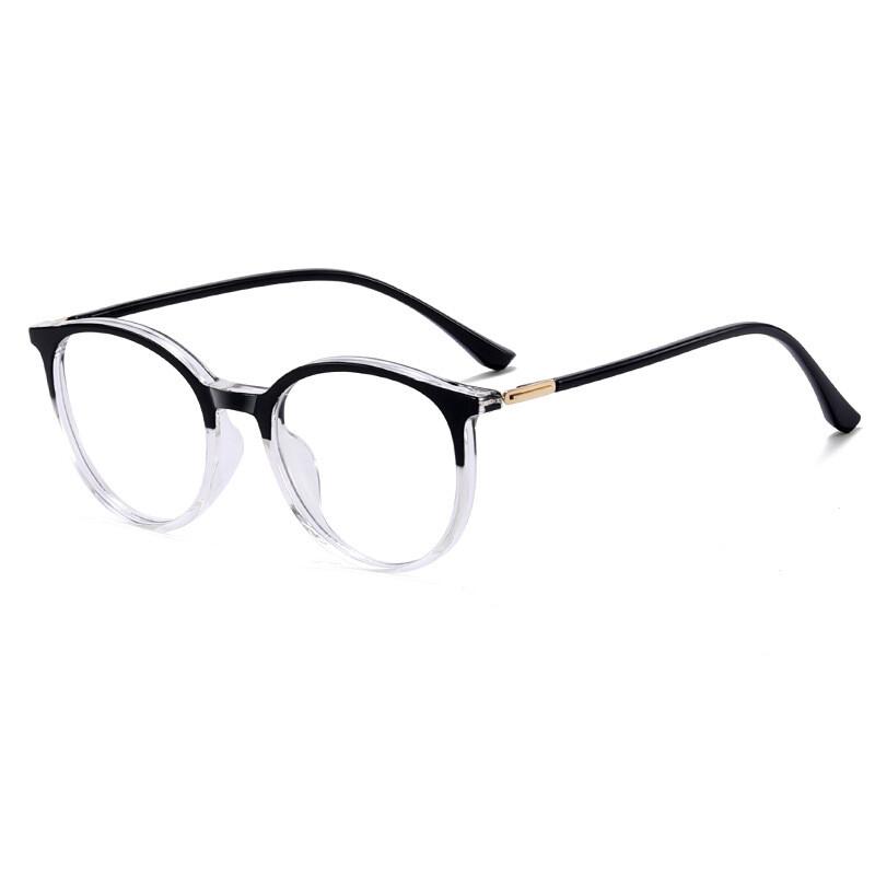 Women's Transparent Prescription Eyeglasses Anti- Blue Lightweight TR90 Stylish Round Reading Eyeglasses Frames Men's Computer Eyewear + 1 +3+