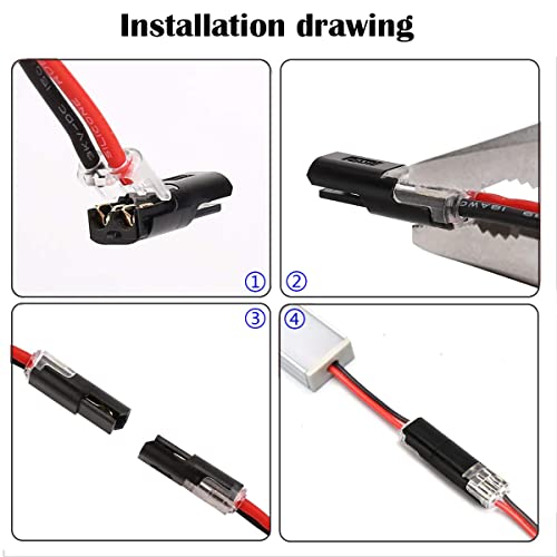 CTRICALVER 10pcs 2-needle Low Voltage General-purpose Connector Wire Connector, Wiring Connector, Non-peeling Push-type Design I-type Connector F