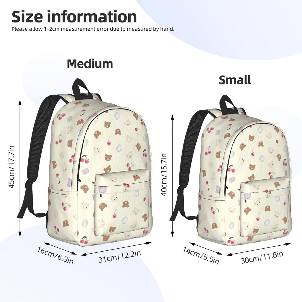 Rilakkumas Cartoon Backpack for Men Women Teenage Student Work Daypack Laptop Canvas Bags Outdoor