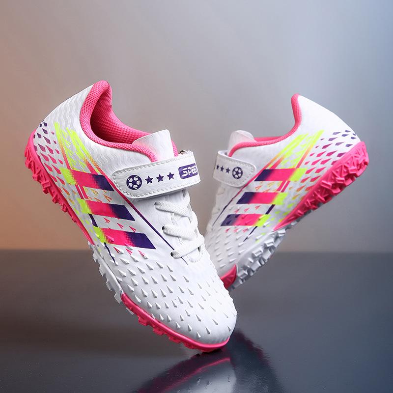 

Детские футбольные бутсы без шнуровки с липучками Короткие ногти Травяная игровая площадка Нескользящие тренировочные бутсы для соревнований для мальчиков и девочек 30