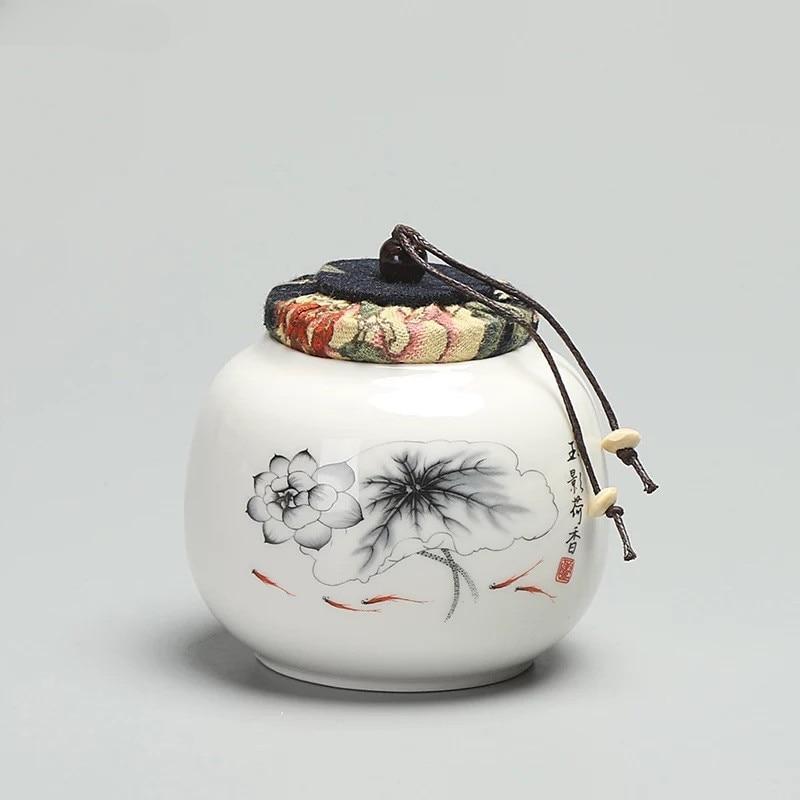 Ceramic Tea Caddy Canister Mini Portable Travel Sealed Can Kitchen Food Storage Tanks Porcelain Candy Jars