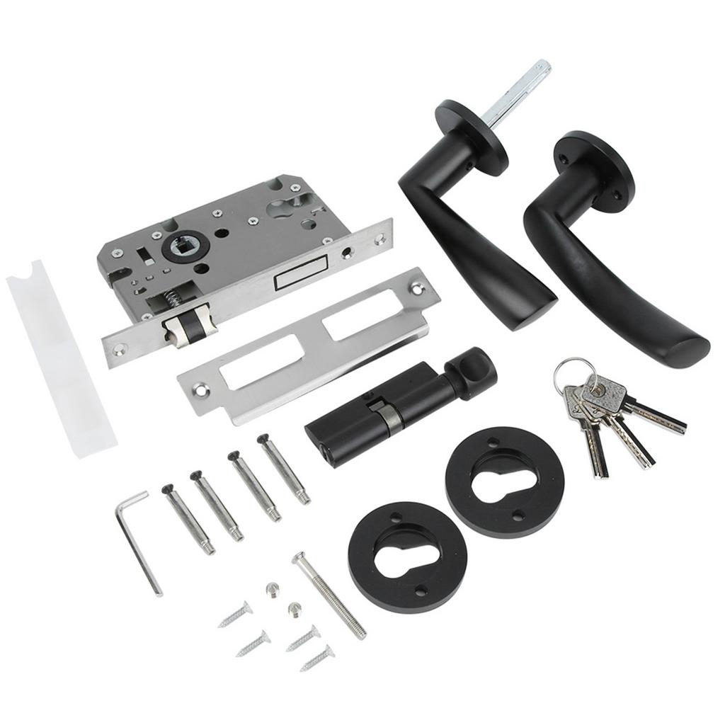 Broască de ușă neagră silențioasă în stil european cu mâner pentru uz casnic de interior