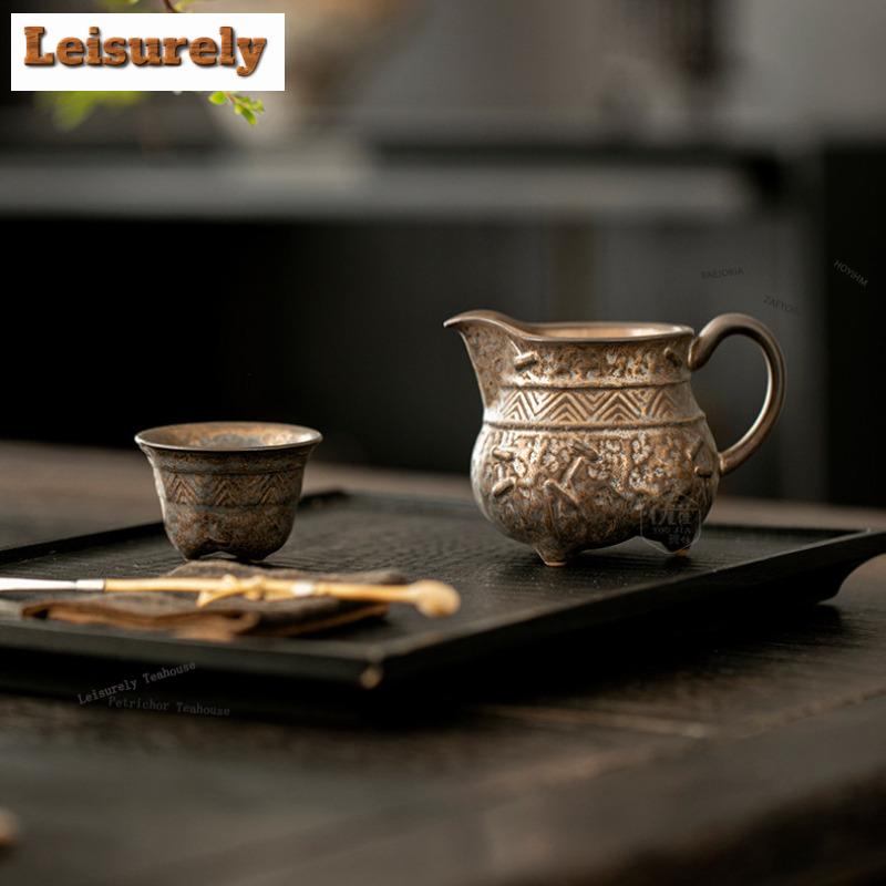 171ml Relief Gilded Glaze Tripodia Tea Pitcher Tea Divider Cha Hai Dispenser Household Justice Cup Fair Mug Drinkware Supplies