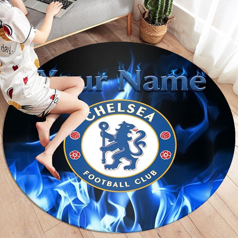 Chelsea F Custom Name Round Area Rug,Carpet Rug for Living Room Bedroom Sofa Playroom Decor,Non-slip Floor Mat