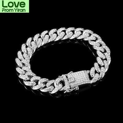 Bracciale di Lusso Moda Strass Donna Uomo Hiphop Maglia Cubana Bracciali Design Semplice Colore Oro Argento Gioielli Regali