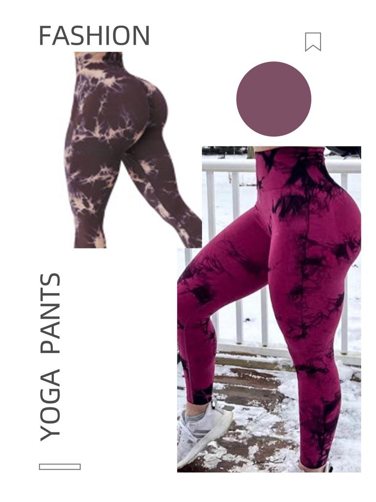Women's Tie-Dye Peach Yoga Leggings - High Waist, Hip Lift, Sports & Running Fitness Pants