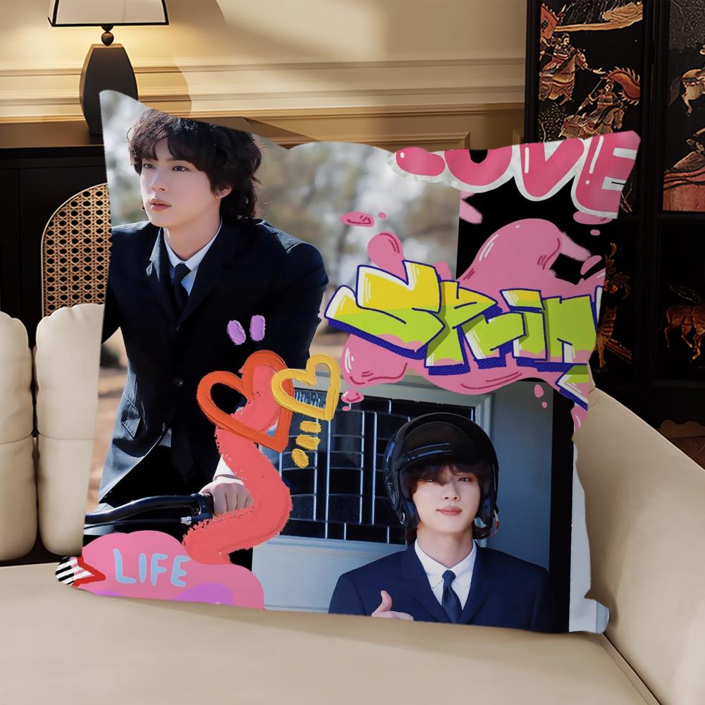 Hot Kpop Boy Pillow Case Sofa Living Room Headboard Bedroom Backrest Cushion Square Cushion  J-jin-Music Cool Nap Time