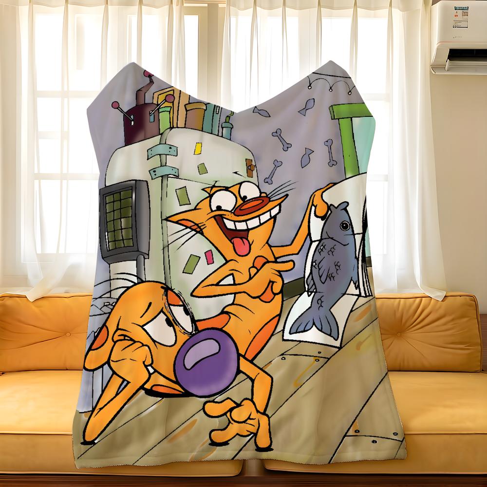 Cartoon C-CatD-Dog Throw Flannel Cozy Print Blanket, Portable, Durable Machine Washable Cute Cool