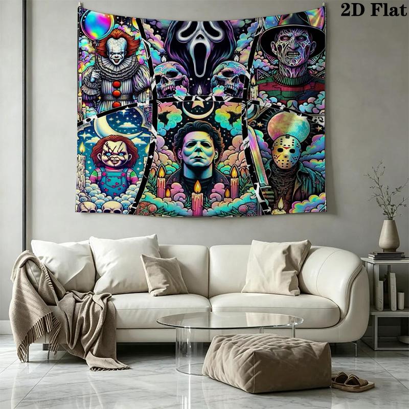Horrorfilm-Serie Wandteppich Ästhetischer Wandbehang Bedruckter Stoffdecke Dekorative Wandteppiche für Schlafzimmer Wohnzimmer Heimdekoration