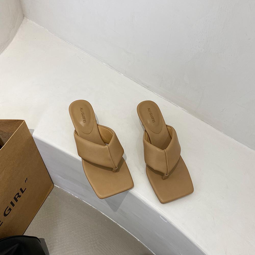 

мода Модные женские туфли-слайды с открытым носком Мюли Элегантные туфли-лодочки для вечеринок Тонкие туфли на среднем каблуке Слипоны Женские туфли для женщин 6 бежевый