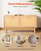 Entryway Shoe Bench, 1000 x 300 x 530 mm Rattan-Like Shoes Bench with 2 Flip Drawers, 300lbs Shoe Storage Rack with 4 Compartments and 2 Rattan Doors,
