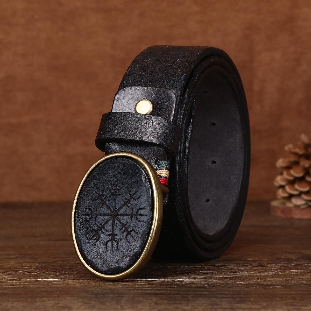 

Новий Ретро Випраний Надзвичайно Товстий Зовнішній Перший Шар Коров ячої Шкіри Чоловічий Ремінь 120cm чорний