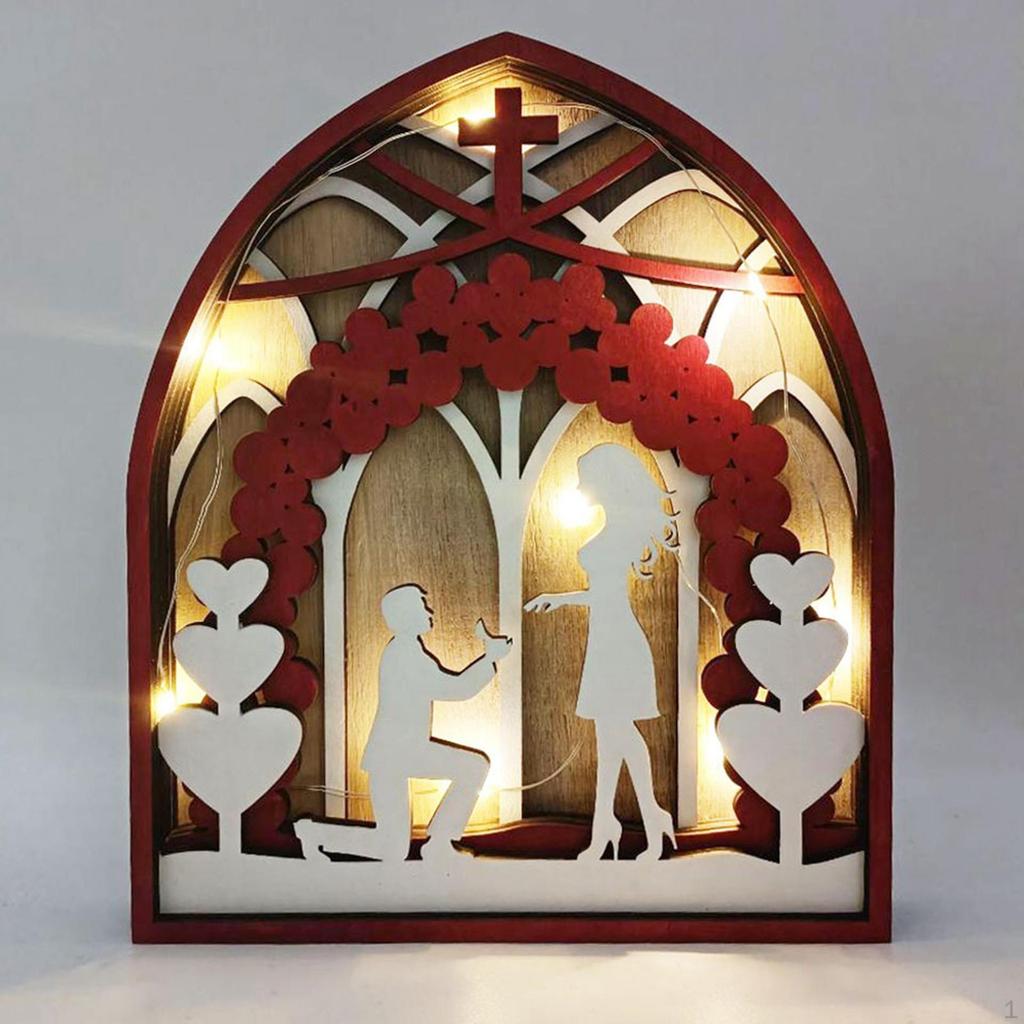 Table Wood Carved Love Art Sculpture Wedding Centrepiece Decoration Man and Woman Figurine for
