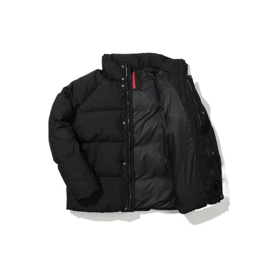FILA Solid Color Logo Print Stand Collar Long Sleeve Down Jacket Unisex outerwear Black FS2DJD4101X-BLK