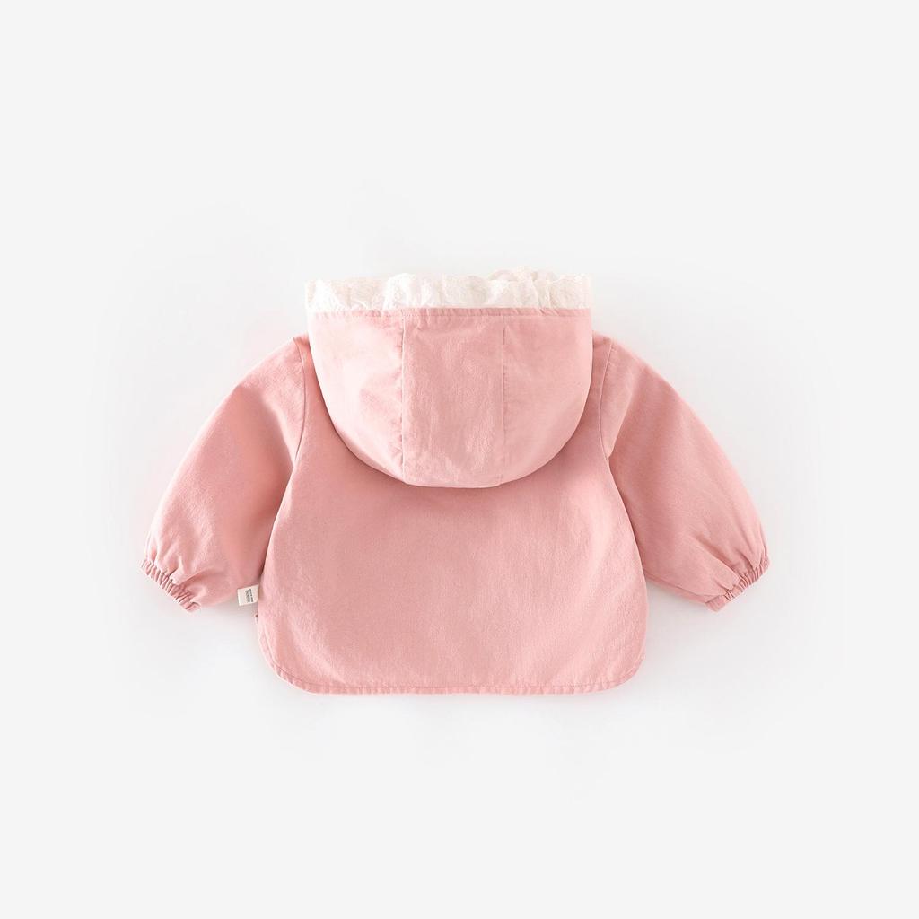 Girls' Super Cute Strawberry Hooded Jacket - Autumn 2025 Lace Cartoon Top