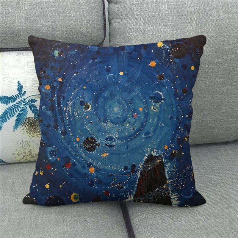 Creative Cartoon Illustration Star Map Digital Printing Short Plush Pillow Covers For Car Sofa Office Cushion Cover Home Goods