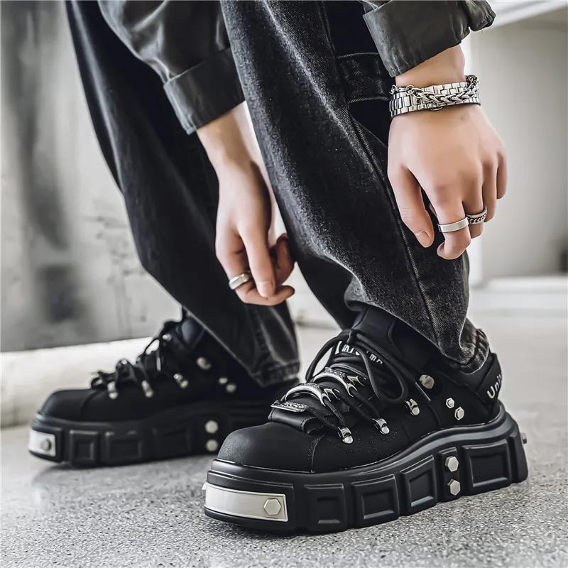 Trendové platformové tenisky pro muže Punkové muffin boty Pánské Evropský styl Designové boty Muž Street Originální Pánské skateboardové boty